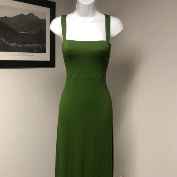 Women’s Banana Republic Ruffle Hem Green Maxi Dress Size M - Picture 2 of 7